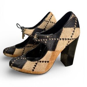 Steven By Steve Madden Argyle Black and Tan Heels